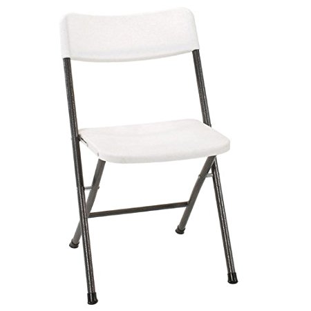 Cosco Resin Folding Chair with Molded Seat and Back White Speckle, 4-Pack