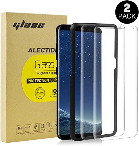 ALECTIDE [2 Pack] Screen Protector for Samsung Galaxy s8, [Easy Installation Tray][3D Full Coverage] 9H Tempered Glass Screen Protector Guard Cover Film for s8 with one Year Warranty