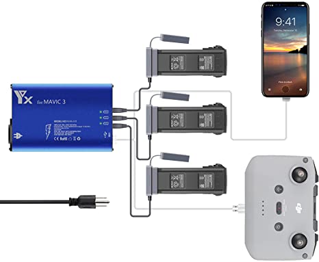 Hanatora 5-in-1 Battery Charger for DJI Mavic 3 Drone,Rapid Multi Parallel Fast Charging Hub Accessories