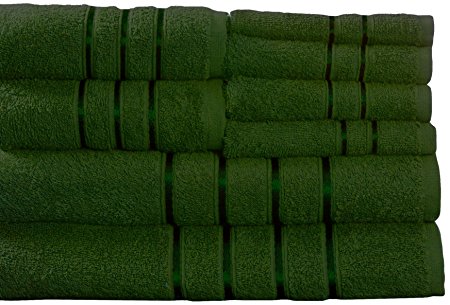 Lavish Home 8 Piece 100% Cotton Plush Bath Towel Set - Green