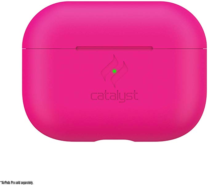 Catalyst Slim Case for AirPods Pro Skin for Apple AirPods Pro Charging Case, Interchangeable Colors, Protective Cover Soft Skin, Compatible Wireless Charging - Neon Pink