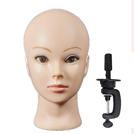 Bald Female Make up Manikin Head Cometology Mannequin Head for Wig Making and Dispay with a Clamp