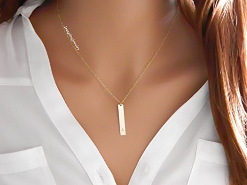 Vertical bar necklace with initial, name on bar necklace, initial necklace, mother necklace, Mother's Day Gift for Her, First time mom gift