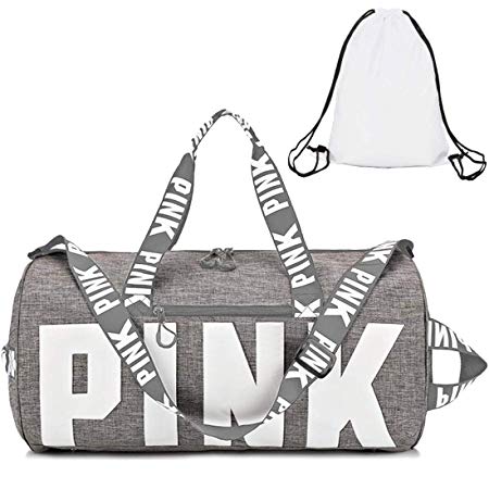 Gym Bag For Women, Gym Duffle Bag For Women And Girls Gym Sports For Men with Drawstring Backpack as Gift (Grey)