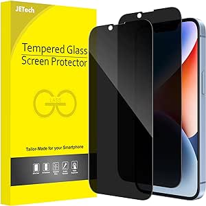 JETech Privacy Full Coverage Screen Protector for iPhone 14 Plus 6.7-Inch, Anti-Spy Tempered Glass Film, Edge to Edge Protection Case-Friendly, 2-Pack