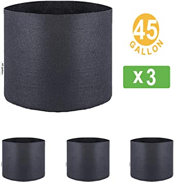 Oppolite 45 Gallon 3-Pack Round Fabric Fabric Aeration Pots Container for Nursery Garden and Planting Grow (45 Gallon/3 Pack)