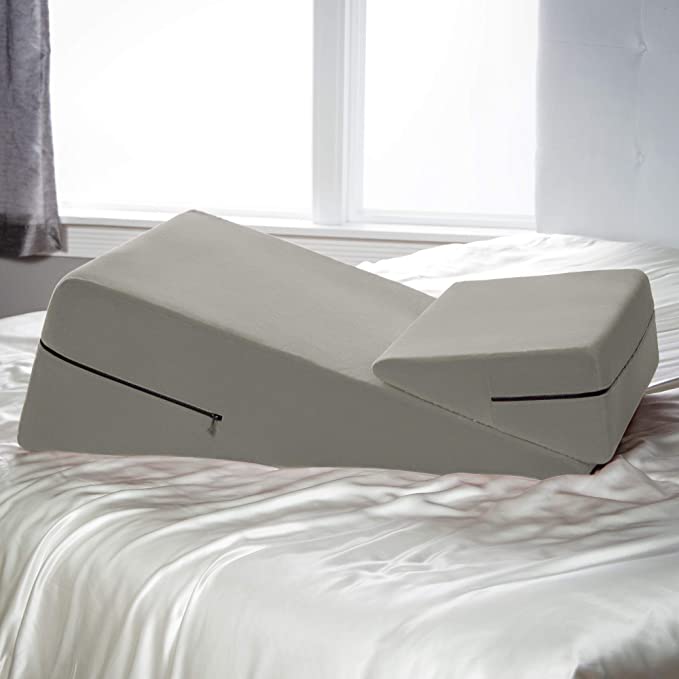 Avana Micro-Velvet Slant Combo 12” & 7” Height - Firm Density Bed Wedge Set for Back and Knee Support