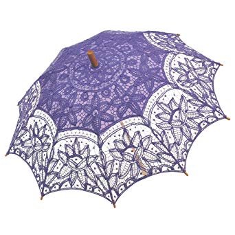 Remedios(19 colors) Handmade Wedding Embroidery Cotton Lace Sun Parasol Umbrella