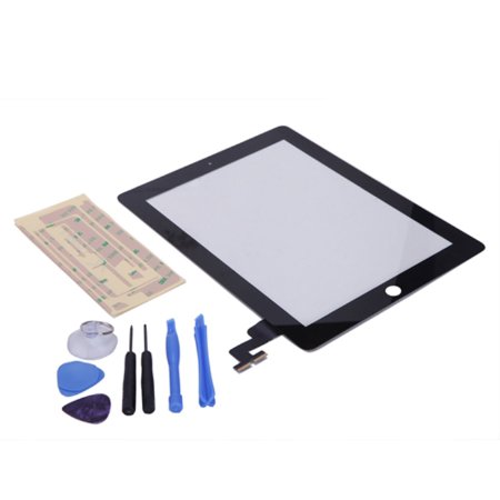 HDE iPad 2 Digitizer Touch Screen Replacement Parts w 7 Piece Tool Kit and Adhesive Tape Black