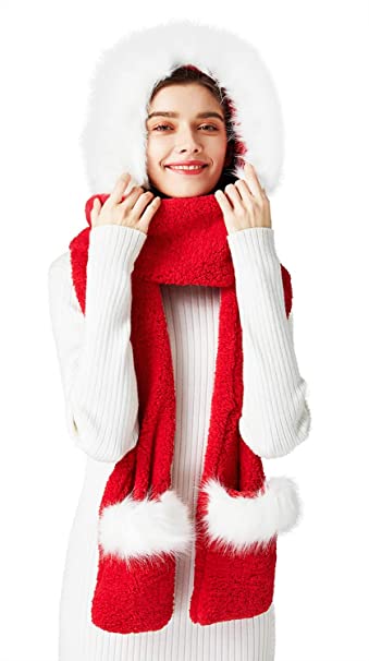 Bellady Soft Winter Warm Hooded Scarf Headscarf Neckwarmer Hoodie Hat