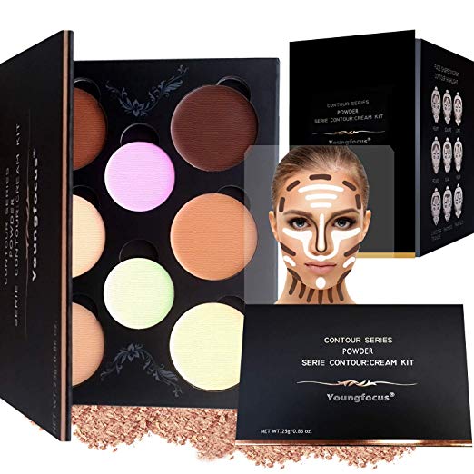 Youngfocus Cosmetics Contour Kit - Powder Contour, Highlighter & Bronzer Contour - Vegan, Cruelty Free and Hypoallergenic - Instruction Manual