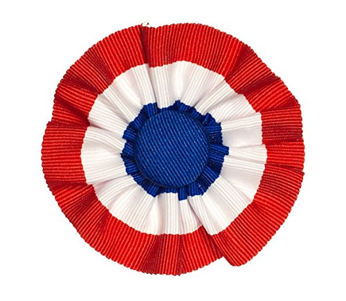 Tri-color Ribbon Cockade Red White and Blue Hat Trim with Brooch Pin Back