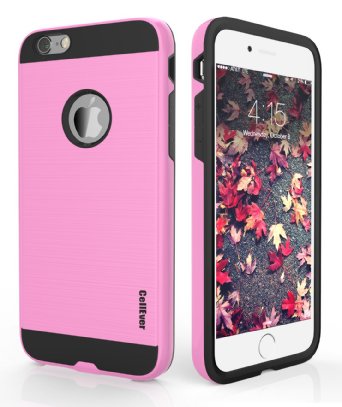 iPhone 6s Plus Case, CellEver® Tough Impact Resistant Armor [Brushed Metal Texture] [Shock-Absorbing] Dual Layer Drop Protection for Apple iPhone 6 Plus & 6S Plus (5.5") - Rose Pink
