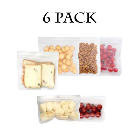 QXTTS 6 Pack Reusable sandwich Storage Bags thickened Lunch and Snacks Bag，for kids school lunch picnics outdoor travel Supplies and food storage(4 large   2 smal)