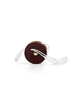 TunePoint Leather Cord Organizer for Earphones / Earbud Holder (Chestnut)