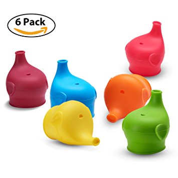 Sippy Lids, Toddler/Babies Spill Proof Silicone Snug Sippy Lids Make Any Cup, Prefert Baby Feeding Gift Sets (6 PACK)