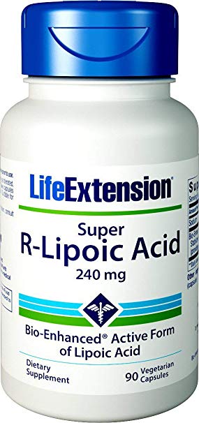Life Extension Super R-Lipoic Acid 240mg, 90 Veg caps, Bio-Enhanced Active Form, NonGMO, Vegetarian