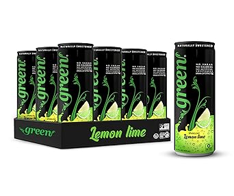 Green Lemon Lime - Sugar Free, No Calories, Naturally Sweetened with 100% Stevia Leaf Extract, Carbonated Soda, 12 Fl Oz each can - Pack of 12