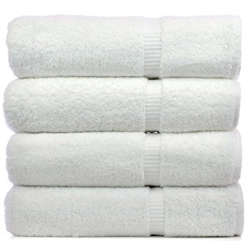 Luxury Hotel & Spa Towel Turkish Cotton (White, Bath Towel  - Set of 4)