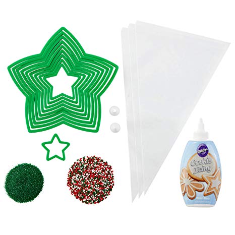 Wilton Holiday Tree Cookie Cutter and Decorating Set, 18-Piece