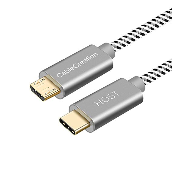 USB C to Micro USB Cable, CableCreation 6.6 ft Braided USB Type C to Micro B OTG Cable Hi-Speed 480Mbps, Compatible MacBook (Pro), Galaxy S8/S8  &, LG V20, 2M/ Space Gray