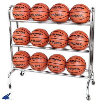 Champro 12 Ball Rack with Casters, Upright (Silver, 41 x 17 x 41)