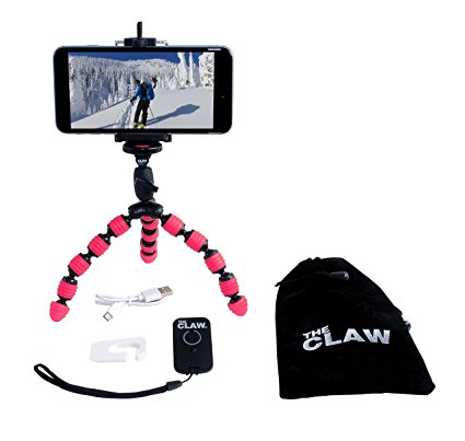 iPhone Tripod Bundle with Remote. Rechargeable, Bluetooth for iOS. NEW! Locking Head, Compact,Bendable,GoPro camera, Video,Facetime,Skype Webcam, & Selfie, by The CLAW
