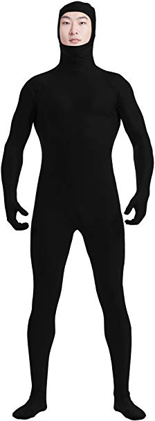 Ensnovo Mens Open Face Lycra Spandex Full Body Zentai Suit Costume