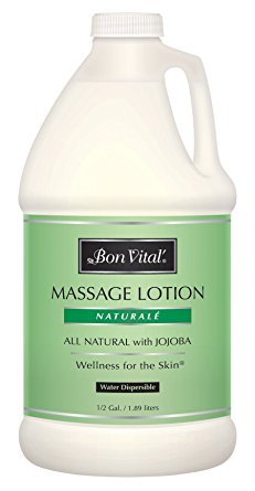Bon Vital' Naturale Massage Lotion Made with Natural Ingredients for an Earth-Friendly & Relaxing Massage, All Natural Moisturizer, Relieves Muscle Soreness and Increases Circulation, 1/2 Gal Bottle