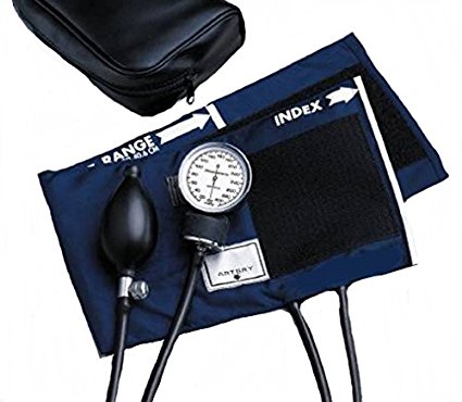 McKesson 01-775-11ANGM Standard Pocket Style Hand Held Aneroid Sphygmomanometer, Adult Cuff Size, Navy Blue