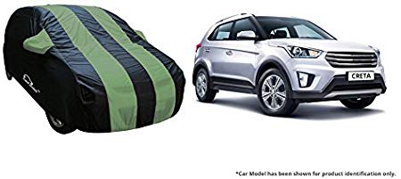 Autofurnish Stylish Green Stripe Car Body Cover for Hyundai Creta - Arc Blue