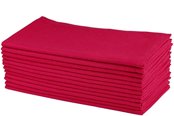 Cotton Craft - Dinner Napkins, 12 Pack Oversized Dinner Napkins 20x20 Magenta, 100% Cotton, Tailored with Mitered corners and a generous hem, Napkins are 38% larger than standard size napkins