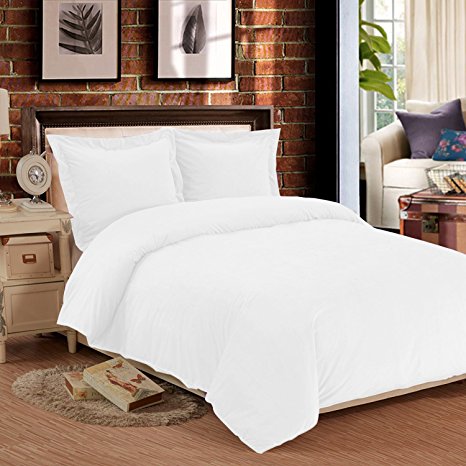 NTBAY 3 Pieces Duvet Cover Set Flannel Plush Velvet Warm and Cozy with Hidden Zipper (King, White)