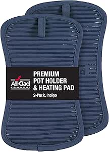 All-Clad Premium Pot Holder & Hot Pad: Heat Resistant to 500 Degrees - 100% Cotton, 10"x6.25" Hot Pad for Kitchen and Barbeque, (2-Pack), Indigo