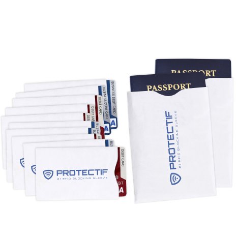 RFID Blocking Sleeves 1 Rated Credit Card Protector and Passport Identity Theft Protection Case Set of 12 - Smart Holders Fit Purse Wallet Cell Phones - Shields Radio Frequency ID Theft