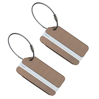 2X Luggage Tags, Aluminium Metal Travel Suitcase ID Identifier Tag Labels Bag Baggage Name Address Label with Screw Chain