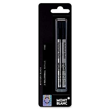Mont Blanc Refills, Rollerball, Fine Point, Black, Pack Of 2