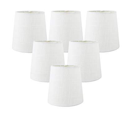 Meriville Set of 6 Off White Linen Clip On Chandelier Lamp Shades, 4-inch by 5-inch by 5-inch