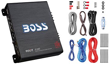 BOSS Audio R1100MK - Riot 1100 Watt Monoblock, Class A/B 2 t Ohm Stable Monoblock Car Amplifier With 8 Gauge Amplifier Installation Kit