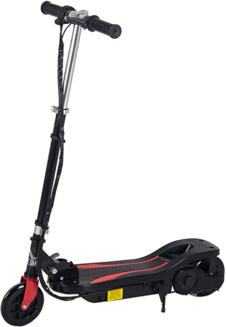 HOMCOM Patinete Eléctrico Altura Ajustable Scooter Eléctrico Plegable con Interruptor de Arranque Freno de Manillar Izquierdo Soporta hasta 50 kg 75x36x82-93 cm