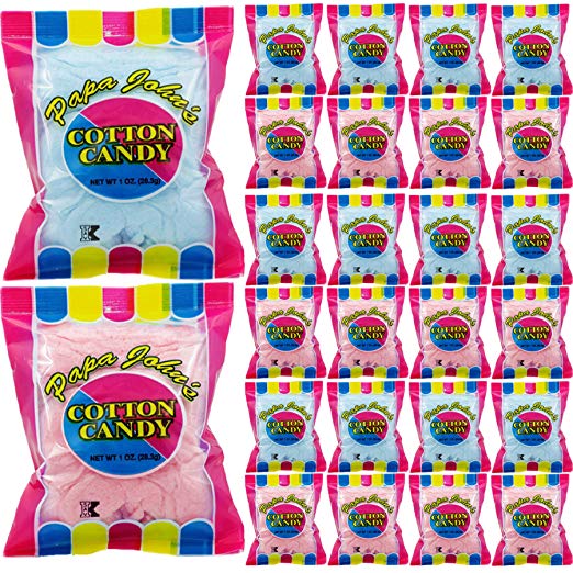 Cotton Candy Blue and Pink Party Flavors Supplies Birthday Treats for Kids, Kosher, 1oz Bag (24-Pack)