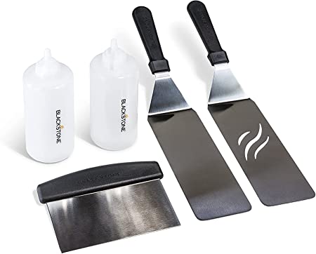 Blackstone 1542 Flat top Griddle Professional Grade Accessory Tool Kit (6 Pieces) 16 oz Bottle, Two Spatulas, Chopper/Scraper and One Cookbook-Perfect for Cooking Indoor or Outdoor, Multicolor