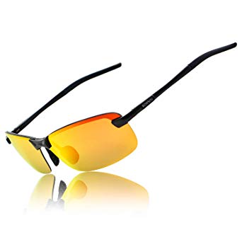 Ronsou Men UV400 Rimless Aluminium-Magnesium Polarized Sunglasses For Driving Fishing Golf Outdoor