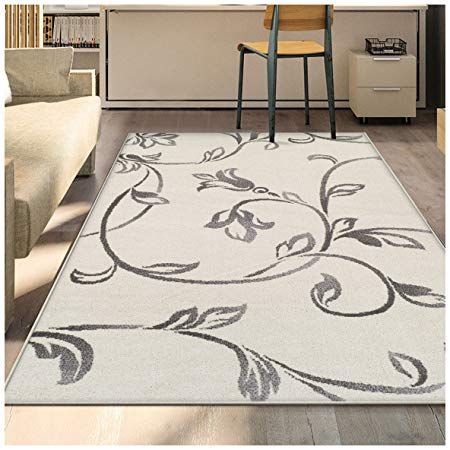 Superior Vine Collection, 6mm Pile Height with Jute Backing, Quality and Affordable Area Rugs, 4' x 6' Ivory