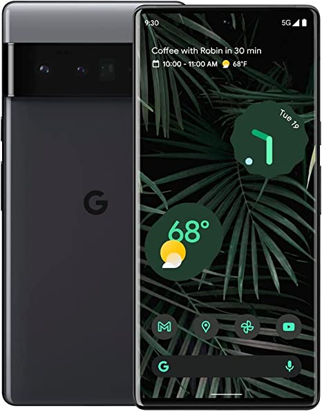 Google Pixel 6 Pro 5G (128GB, 12GB) 6.71" AMOLED 120Hz, 12.2MP 4K Camera (Fully Unlocked for Canada   Global) w/Fast Charge Cube - Stormy Black (Renewed)