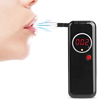 Vrlinking Breathalyzers-Digital Accuracy Breath Alcohol Tester Screen Display with 6 Mouthpieces Alcohol Concentration Test Meter Detector for Home Use,Black