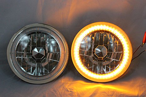 1965-1978 FORD MUSTANG 7" Round 6014/6015/6024 Amber LED SMD Halo Headlights