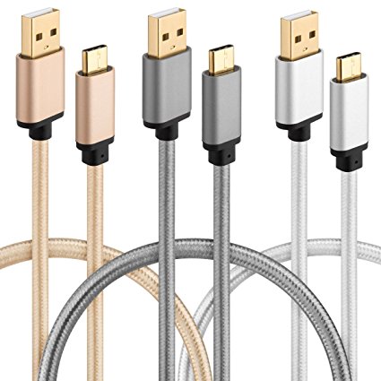 HI-CABLE, USB Type C Cord, Gold-Plated Nylon Braided Fast Charging/Data Charger Cable for Google Pixel/XL, Nexus 5X/6P, LG G5 V20, Huawei Honor 8 P9, More (3.3-Feet Pack-3)