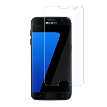 [2 Pack] Samsung Galaxy S7 Screen Protector, Not Full Coverage HD Clear Anti-Scratch Anti-Fingerprint Bubble Free Tempered Glass Screen Protector with Lifetime Replacement Warranty