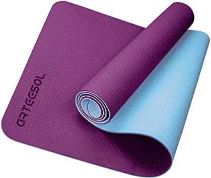 arteesol Yoga Mat, Yoga Mats for Women Exercise Gym Mat for Gym Home TPE Eco Friendly Non Slip Fitness Mat with Carrying Strap Workout for Yoga Pilates Gymnastics 183 x 61 x 6mm